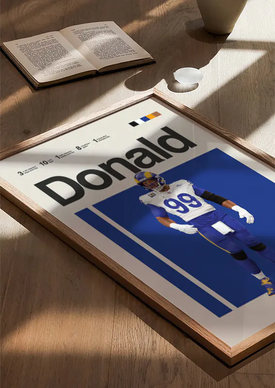 Modern football poster of Aaron Donald for game room decor