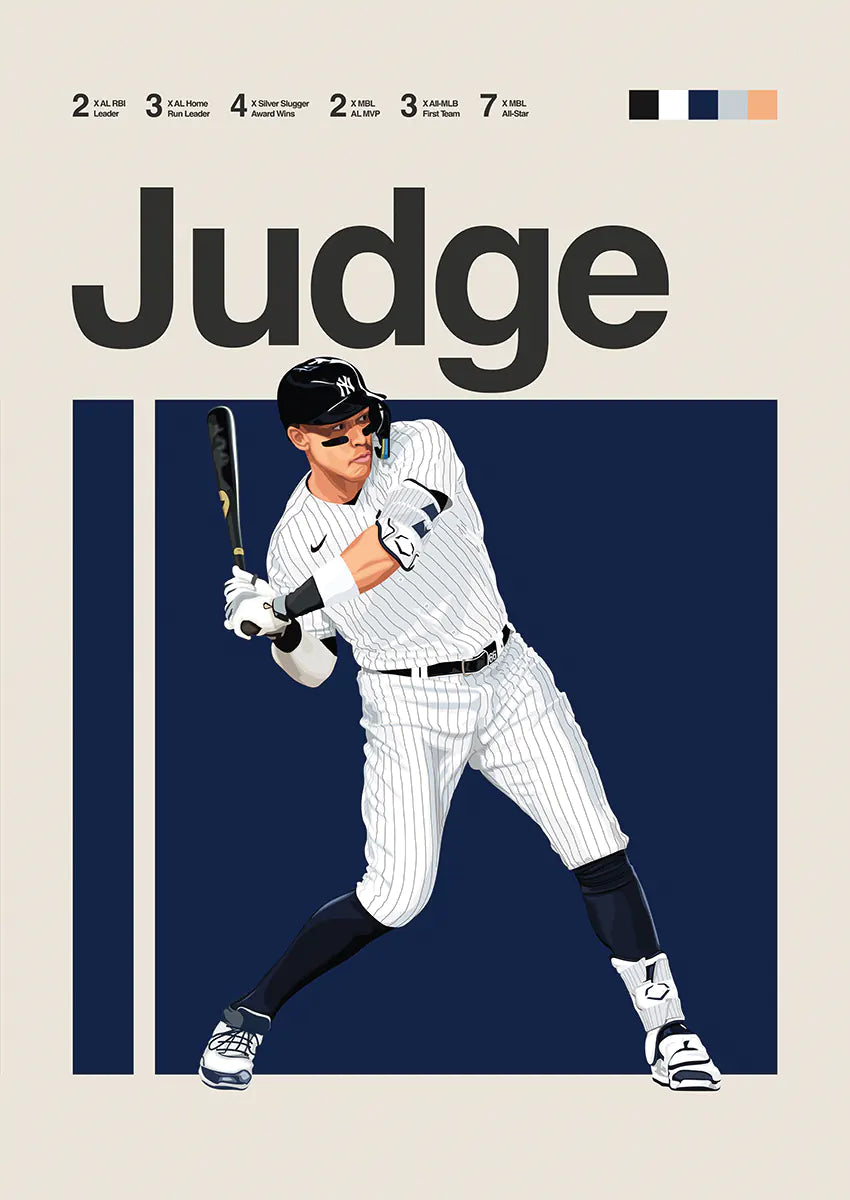 aaron judge swinging baseball bat poster