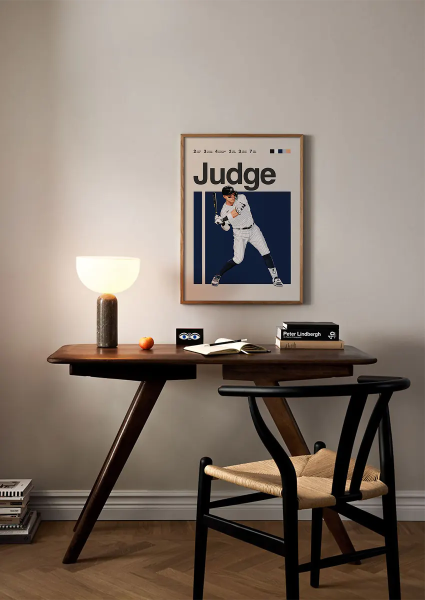 black and white aaron judge wall art
