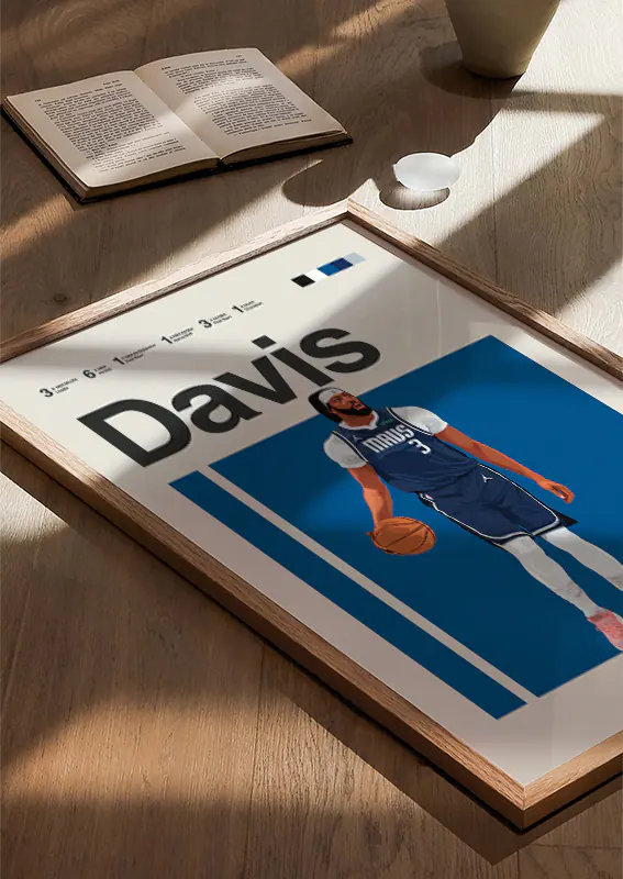 Modern basketball print celebrating Davis's shot-blocking legacy