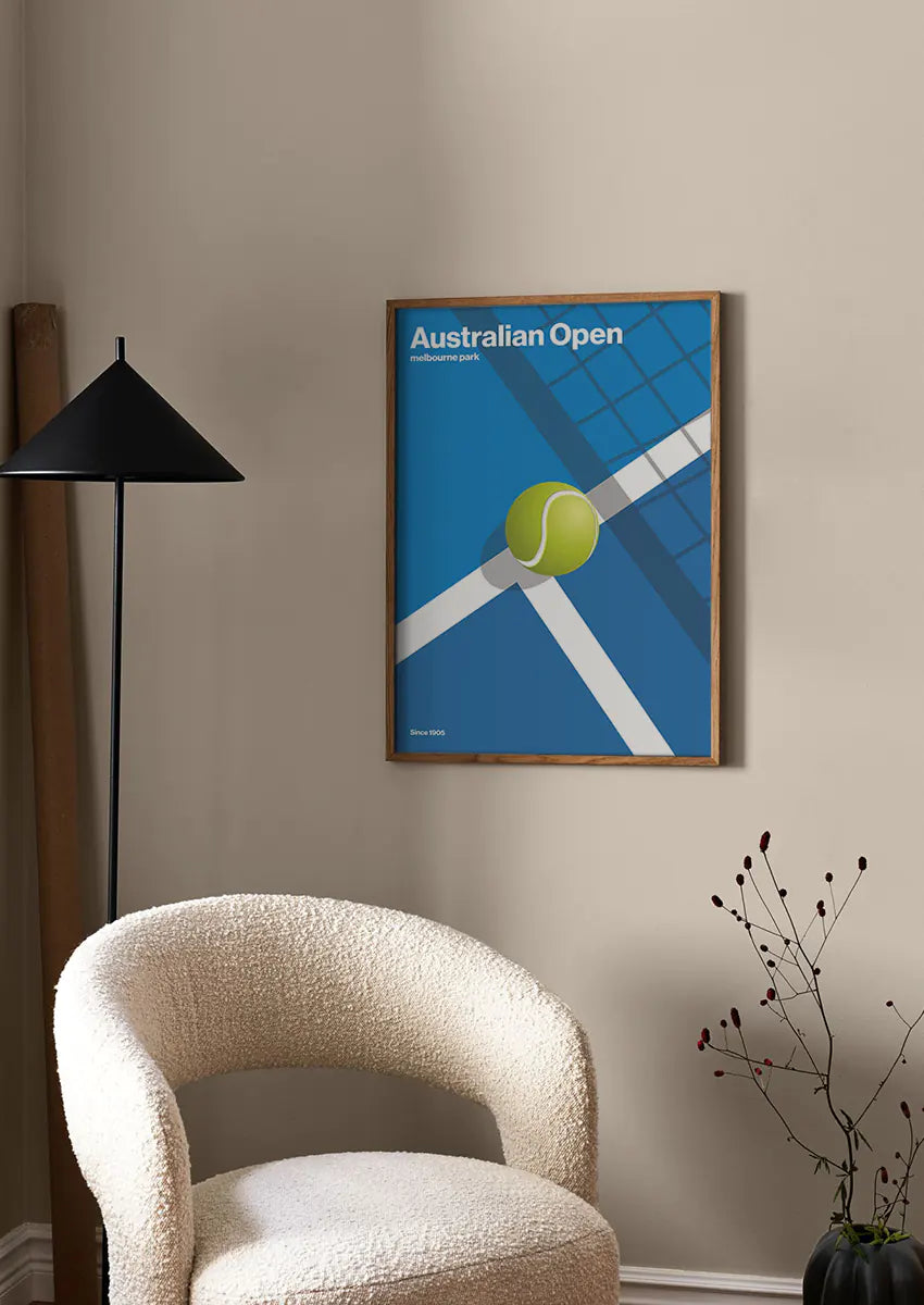 minimalist australian open tennis poster for wall decor