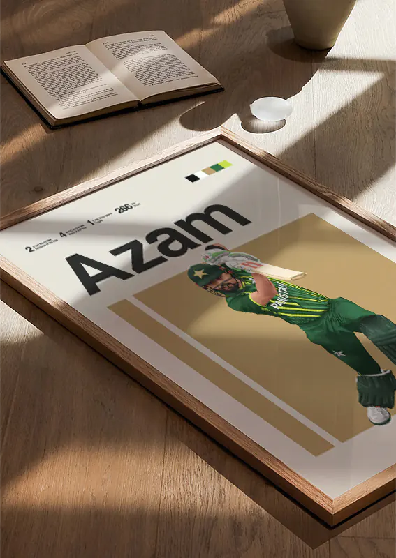 Modern sports print of Babar Azam batting in international match