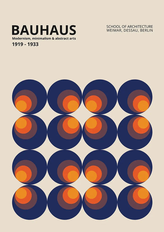 bauhaus abstract poster with concentric circle pattern
