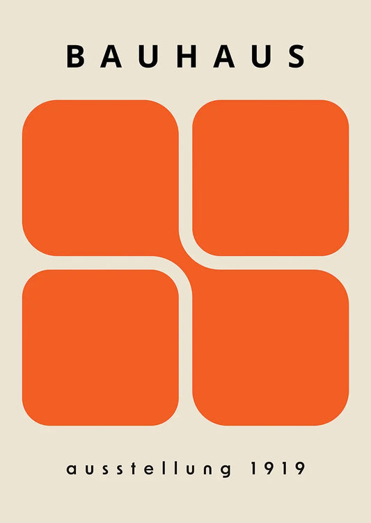bauhaus 1919 orange abstract poster with geometric blocks