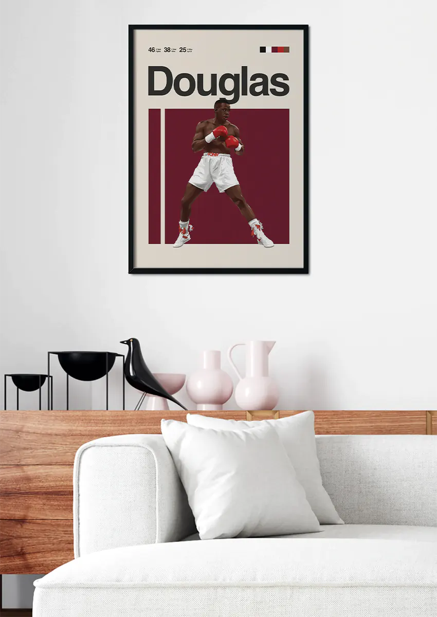 Legendary boxer Buster Douglas in fighting stance wall art
