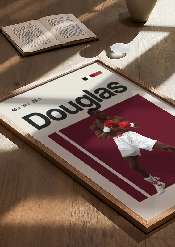 Modern sports print of Buster Douglas in white trunks