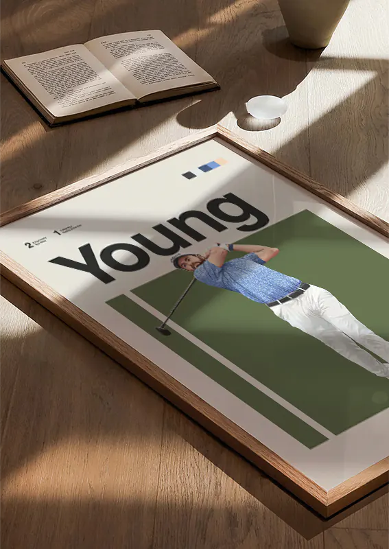 modern sports poster of Cameron Young for office or game room design