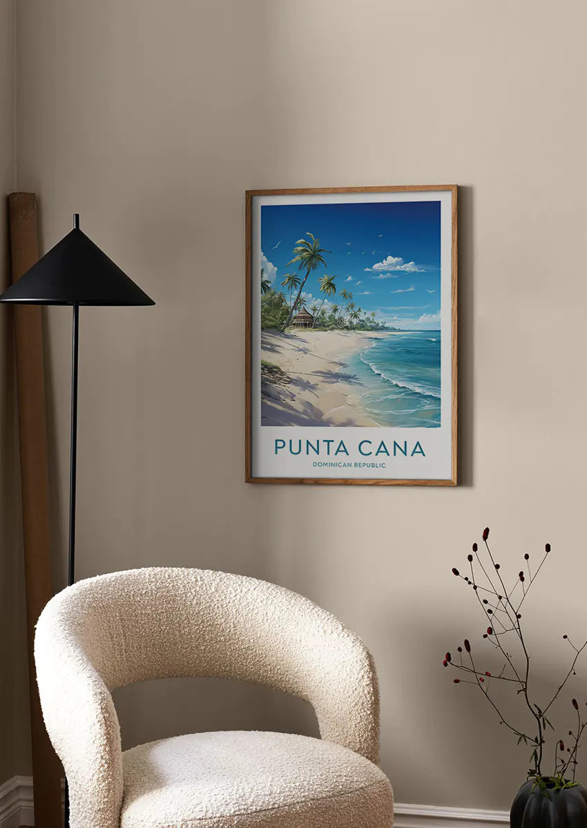 Dominican Republic travel print featuring tropical ocean and blue sky