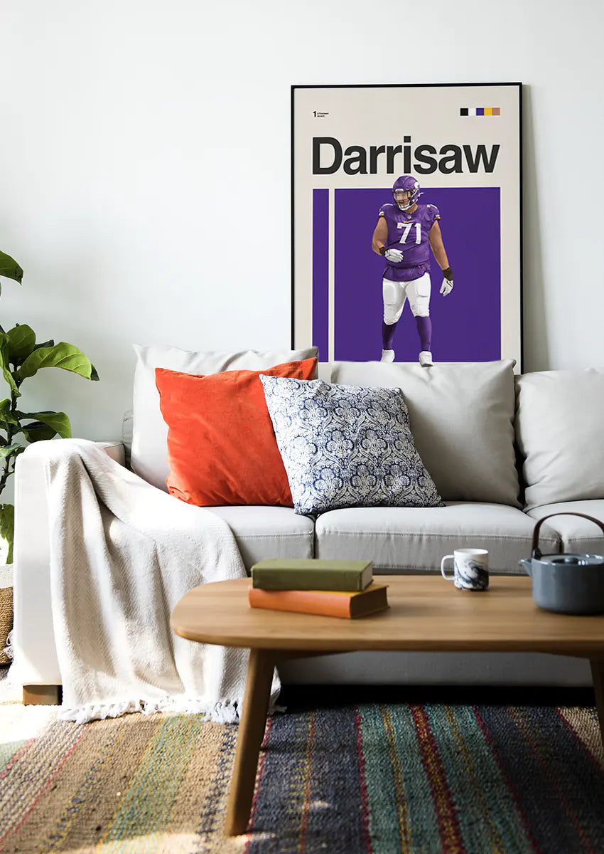 NFL football wall art featuring Christian Darrisaw