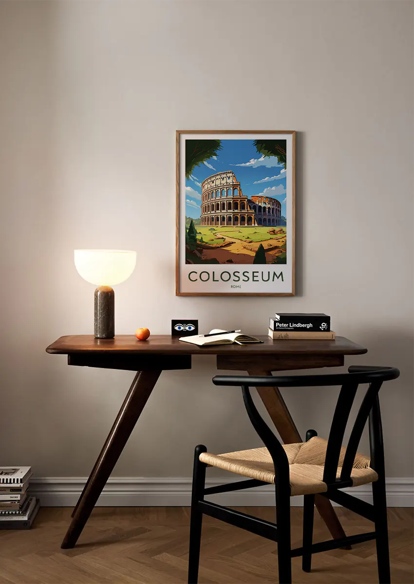 Rome Italy travel wall art featuring the Colosseum