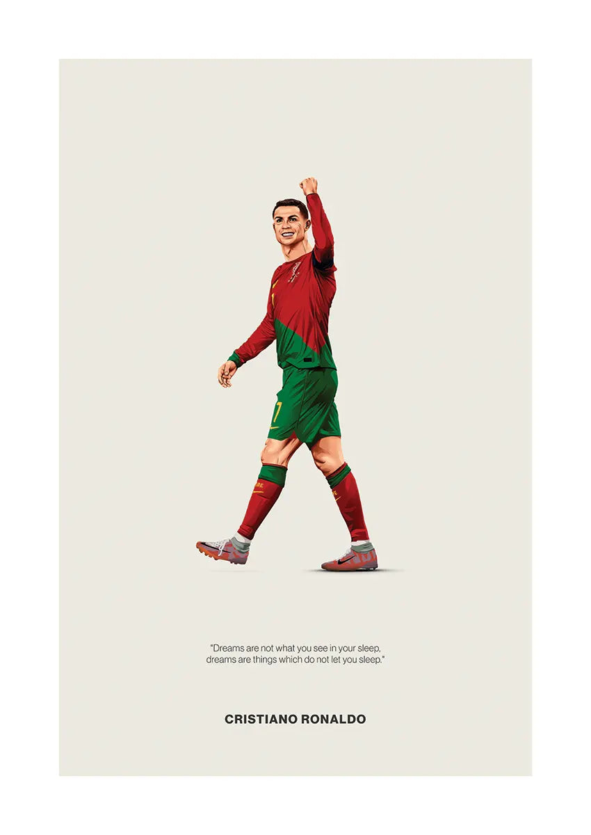 Cristiano Ronaldo Portugal poster with motivational quote about dreams