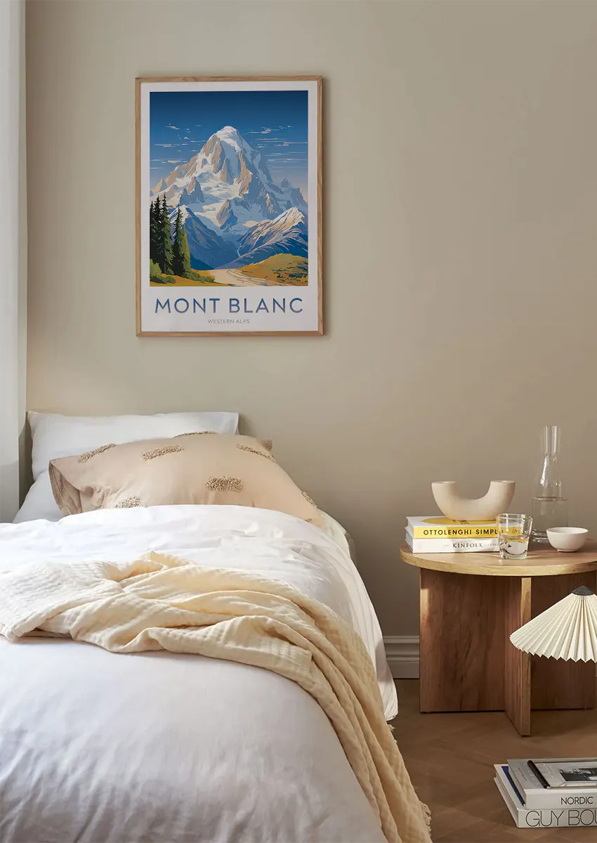 western alps wall art print of snowy mont blanc landscape and ridges
