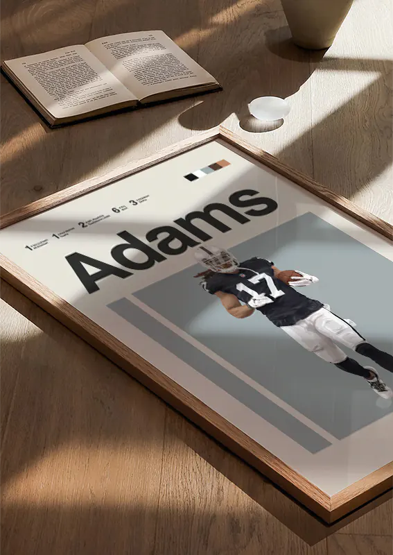 Black and white football poster of Davante Adams in action