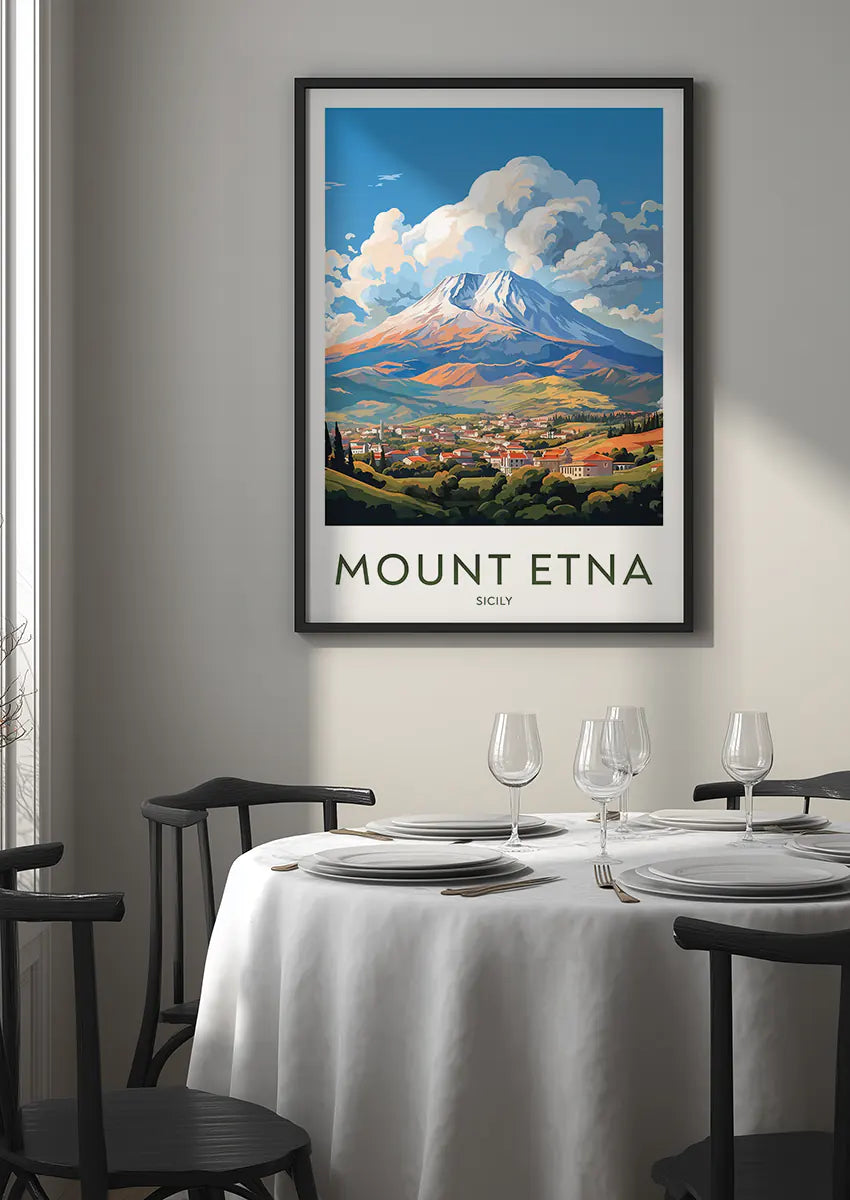 sicily travel wall art featuring catania rooftops and mt etna