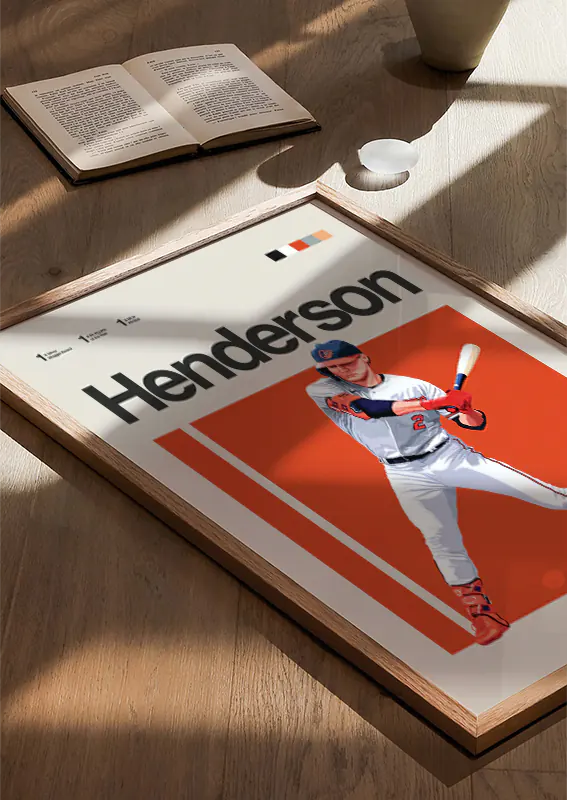 orange and white modern baseball art of gunnar henderson