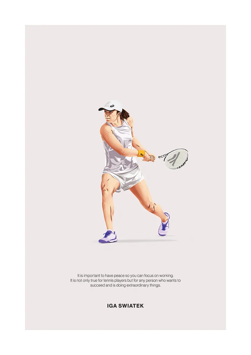 Iga Światek tennis poster with inspirational quote