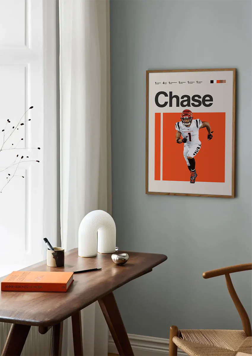 NFL football wall art featuring Ja'Marr Chase