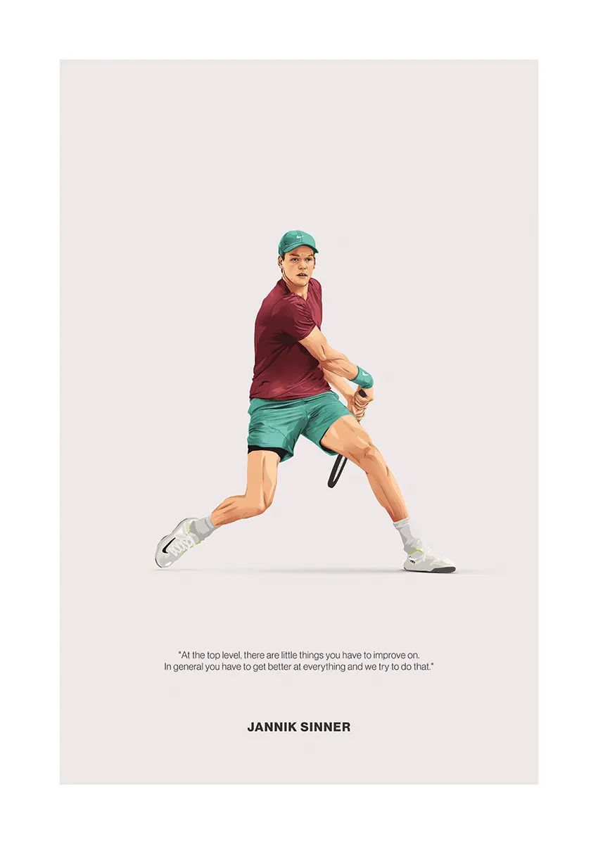 Jannik Sinner tennis poster minimalist sports wall art print