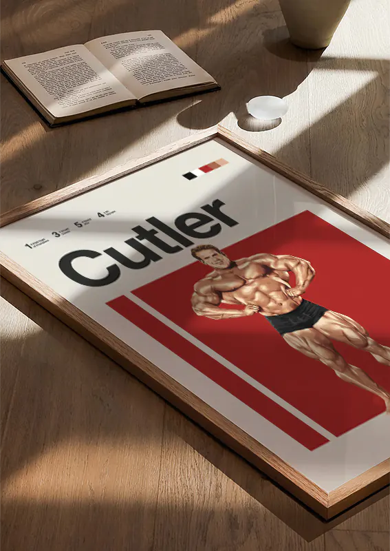 Classic bodybuilding print featuring Jay Cutler flexing