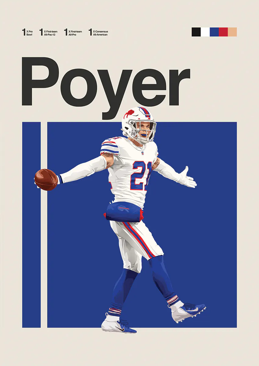 Jordan Poyer poster in white Bills uniform