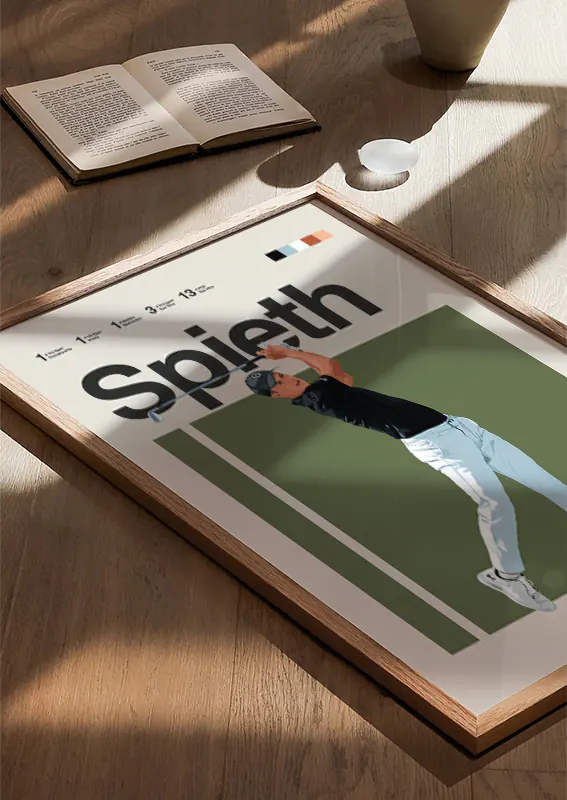 PGA poster honoring Jordan Spieth's form and finesse for sports interiors