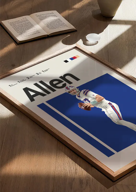 Josh Allen football illustration decor