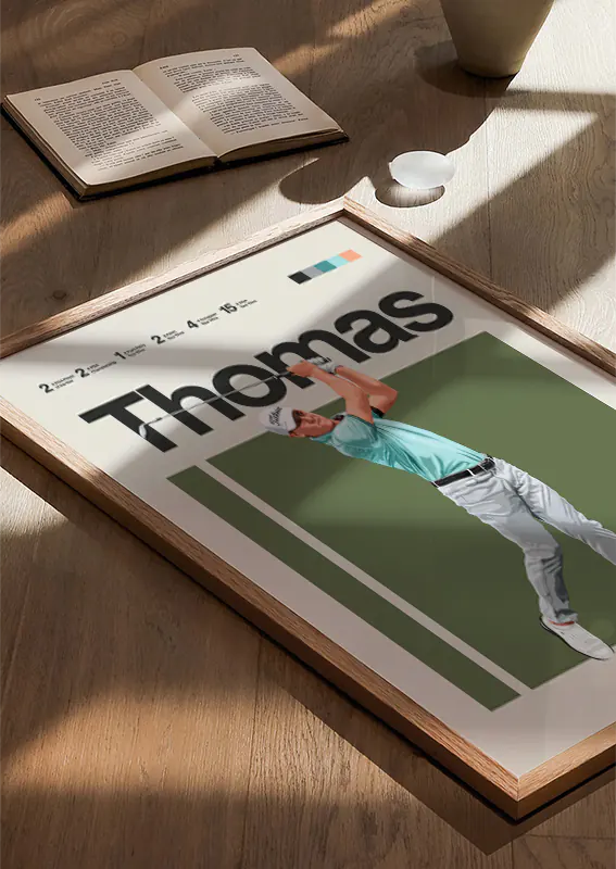 Justin Thomas print for golf lovers and sports-themed home decor