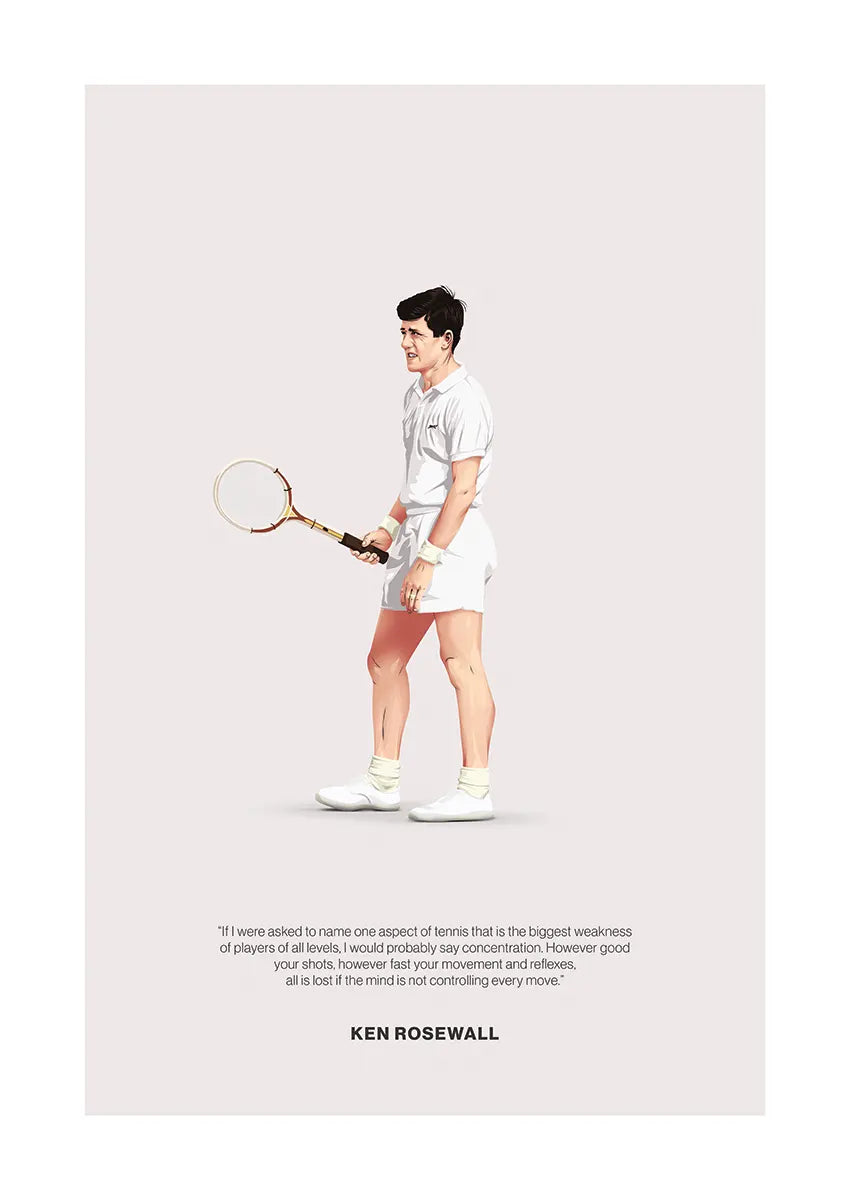 Ken Rosewall tennis poster with mental focus quote