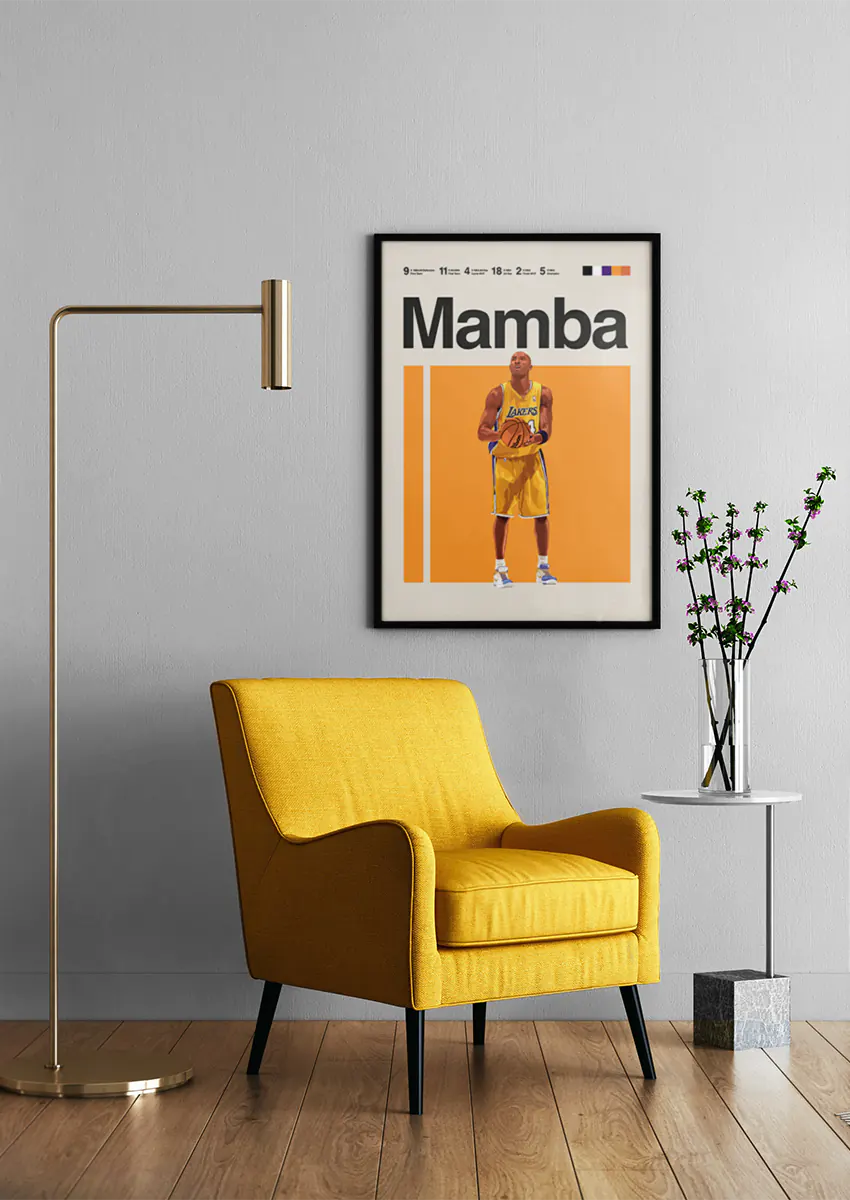 Modern basketball art print celebrating Kobe Bryant's Mamba legacy