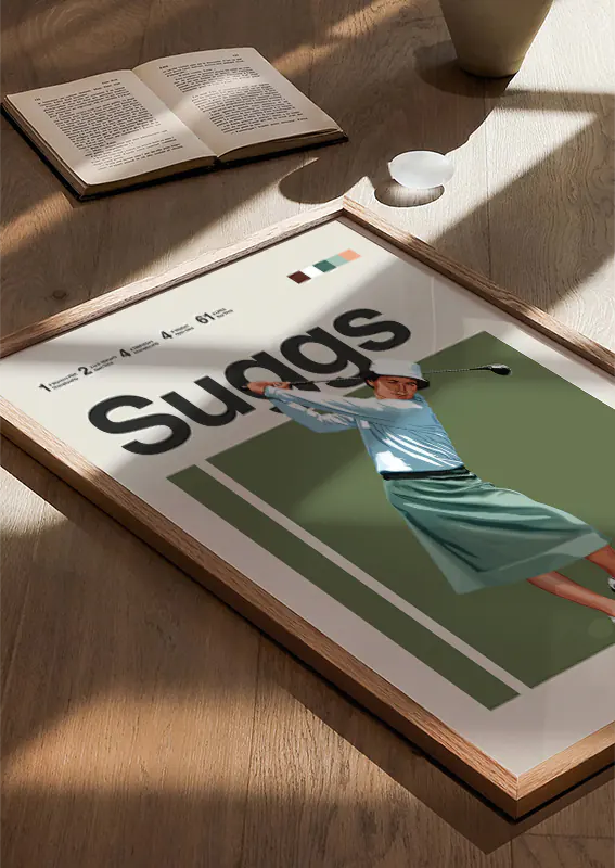 Louise Suggs retro sports illustration for female athlete decor