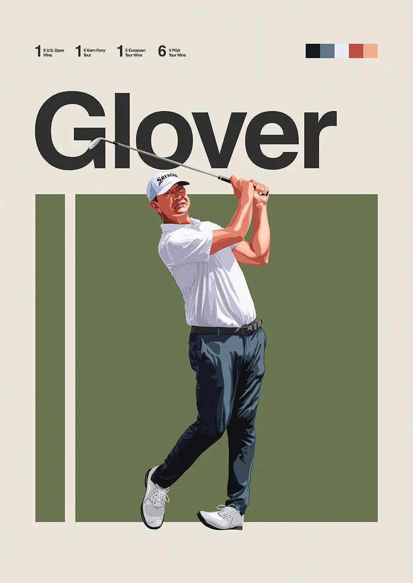 lucas glover poster golfer artwork for man cave pga golf wall art