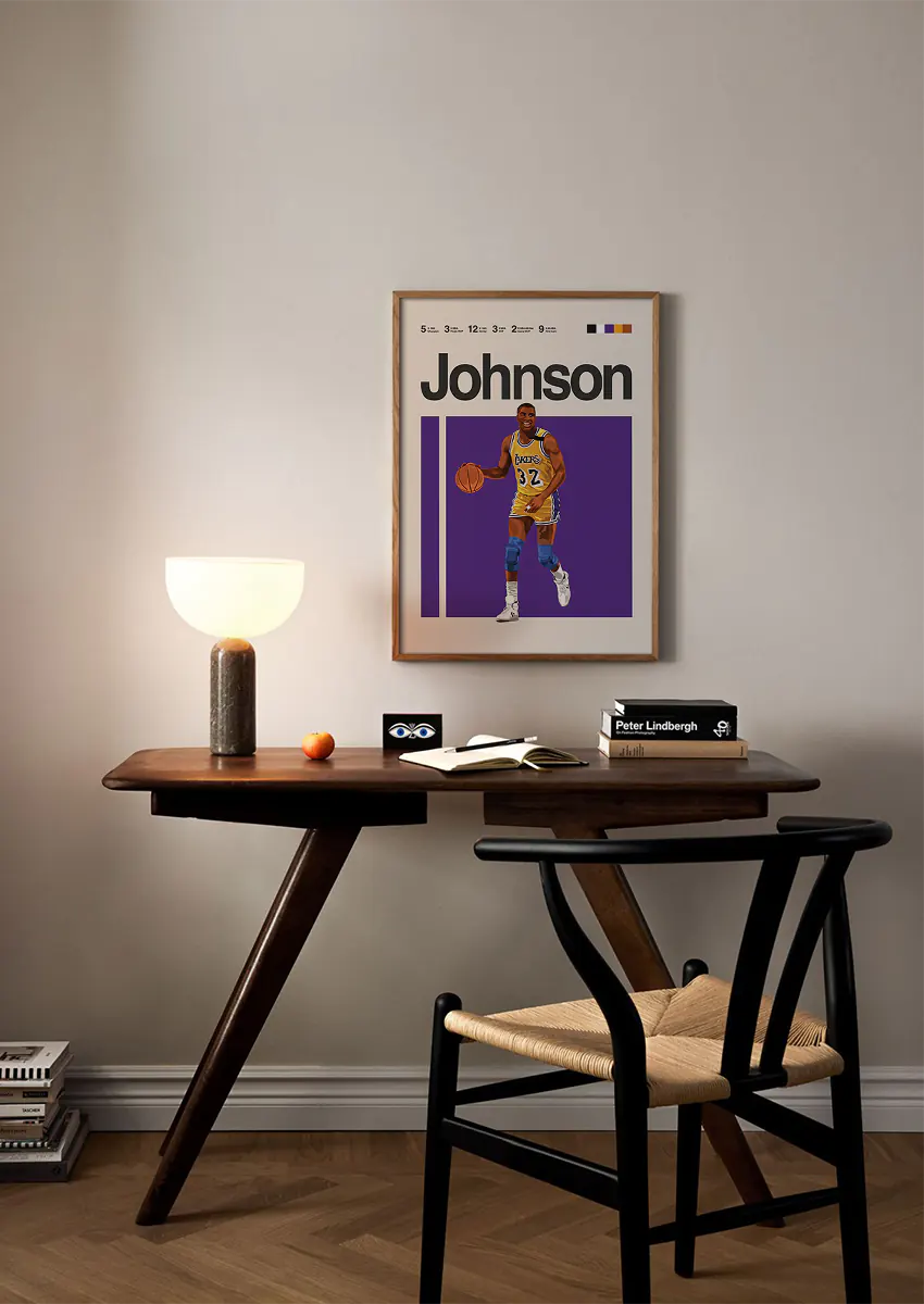 Vintage style Magic Johnson Lakers wall art print