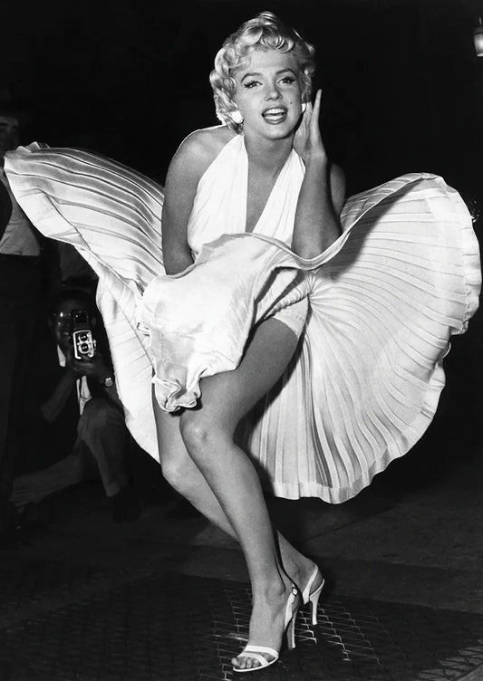 marilyn monroe famous white dress scene black and white poster