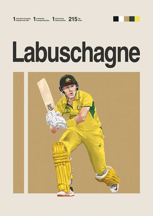 marnus labuschagne poster australia cricket yellow kit