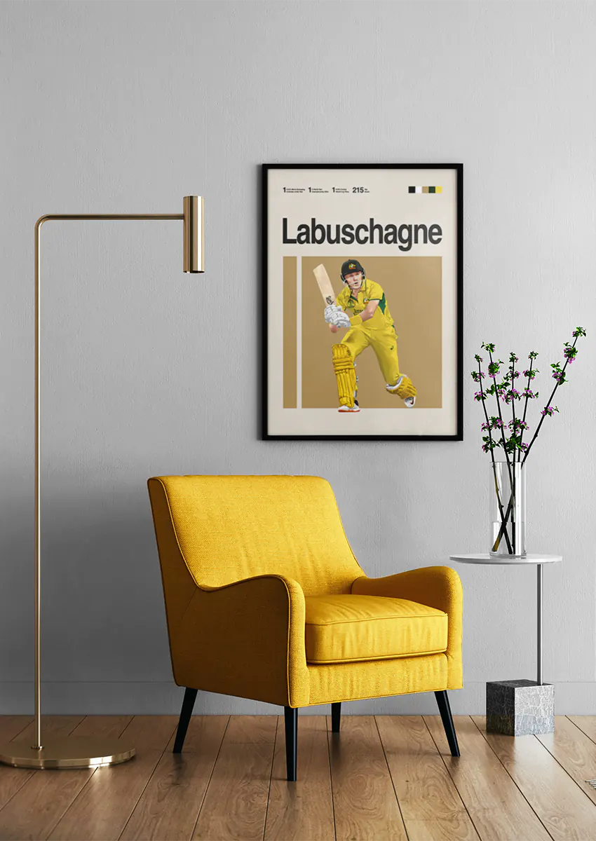 cricket wall art marnus labuschagne action pose
