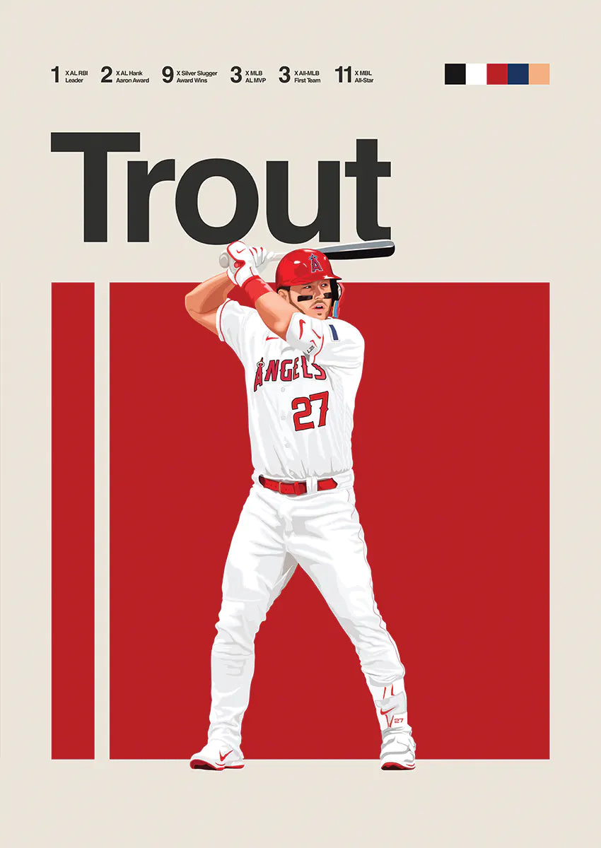 mike trout baseball poster minimalist los angeles angels art print