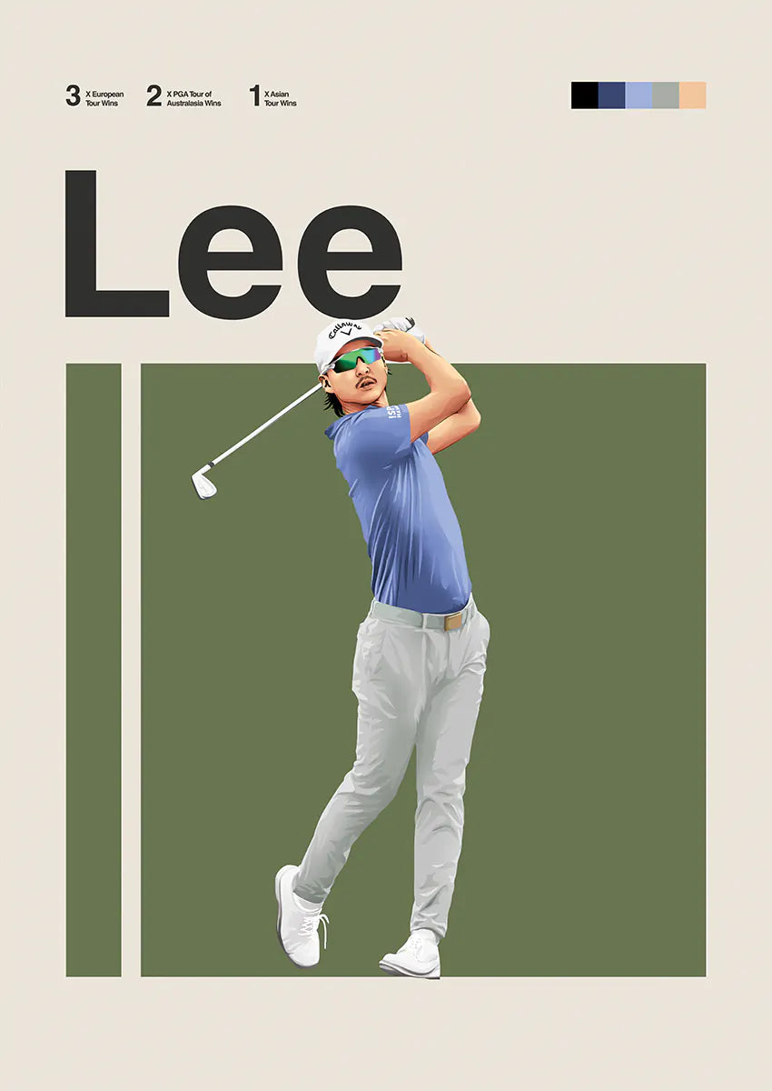 Min Woo Lee poster featuring modern golf illustration