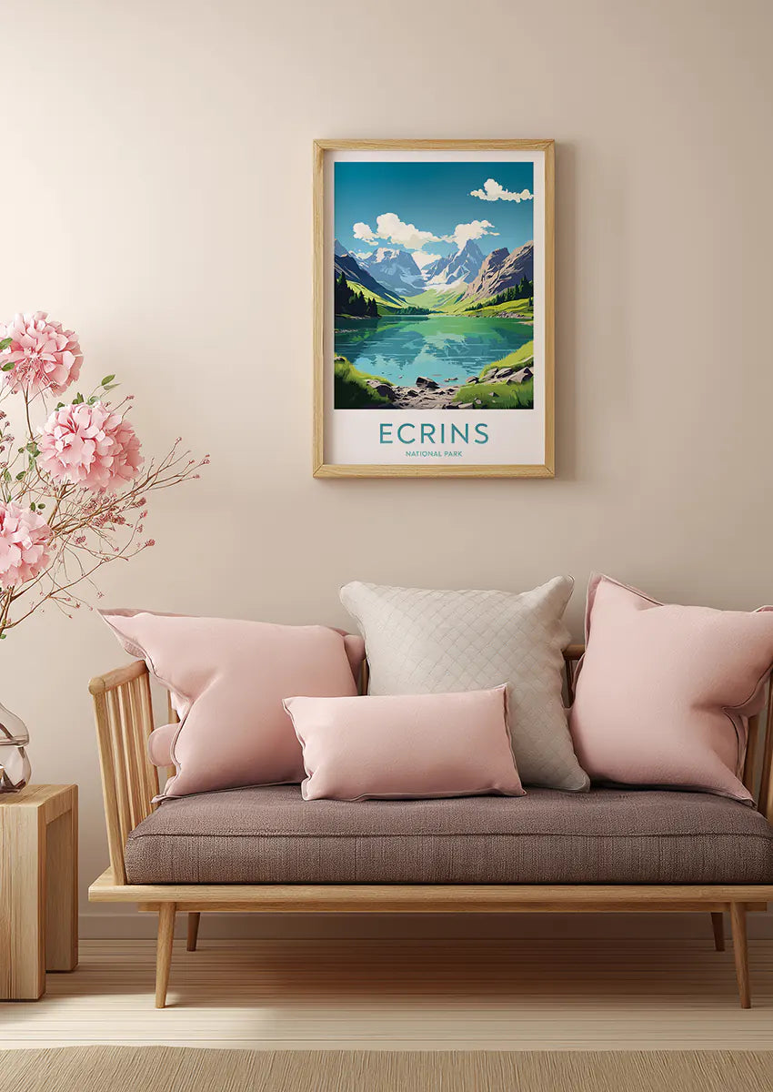 French Alps wall art featuring scenic valley and clear reflections