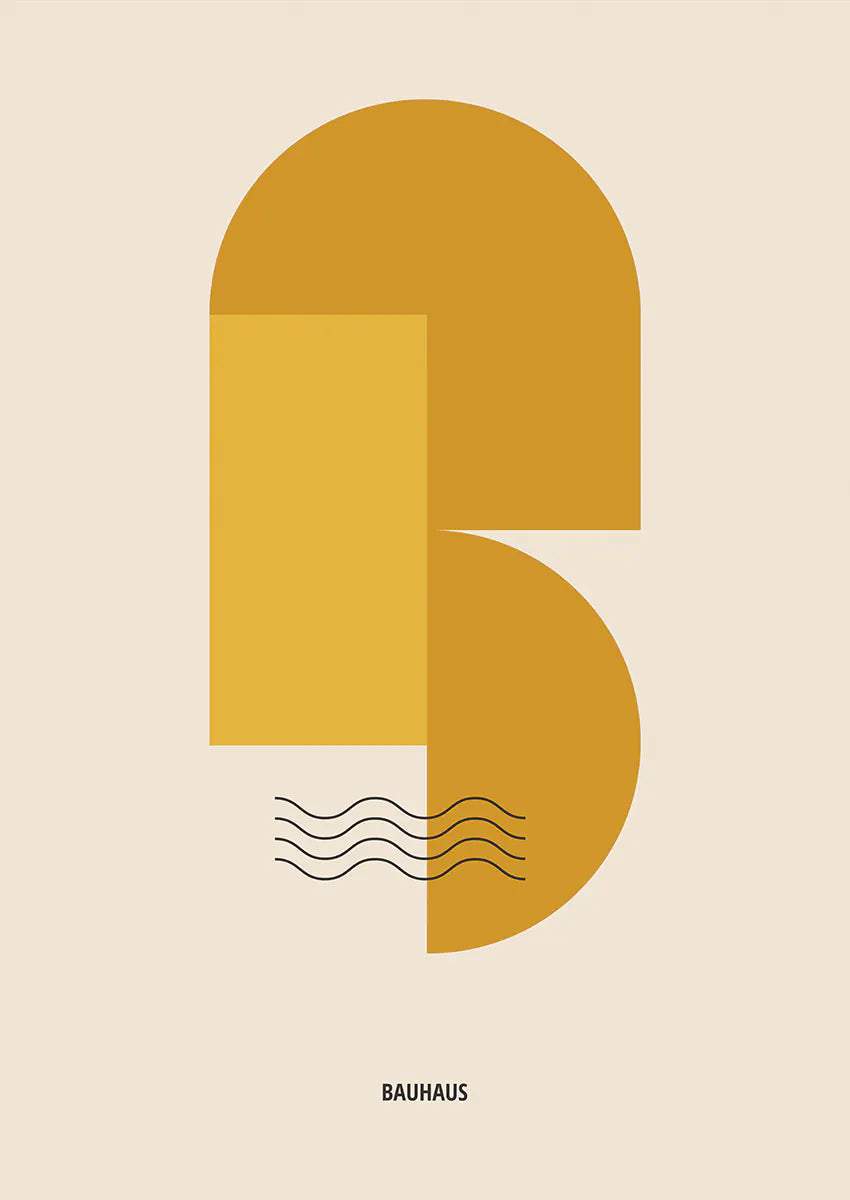 mustard color geometric bauhaus poster