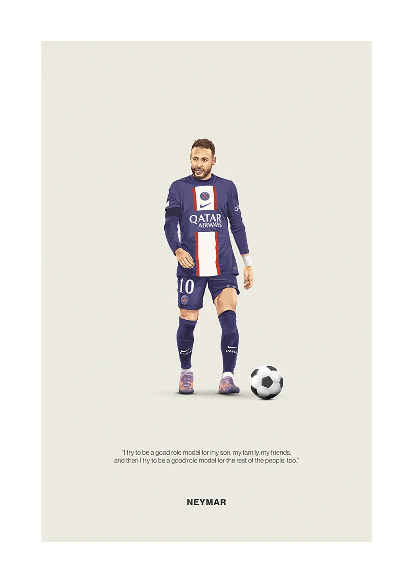 Neymar Jr. poster in PSG kit with motivational quote