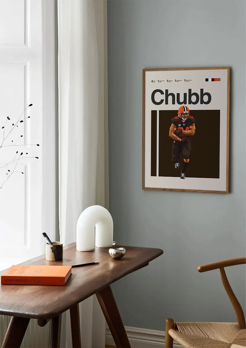 Cleveland Browns NFL wall art featuring Nick Chubb