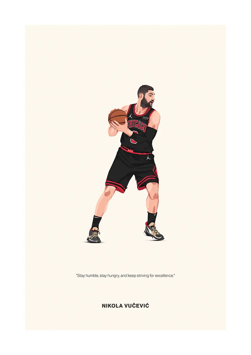 Nikola Vučević basketball poster with motivational quote
