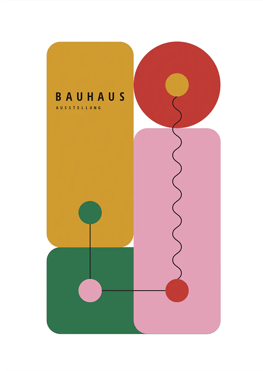 colorful bauhaus style abstract wall art poster