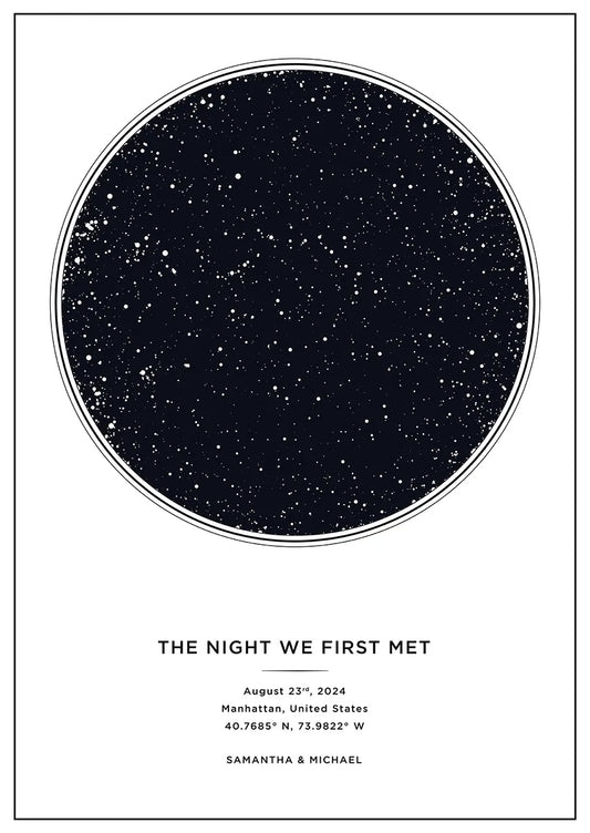 Romantic custom star map poster with personalized night sky and couple’s names
