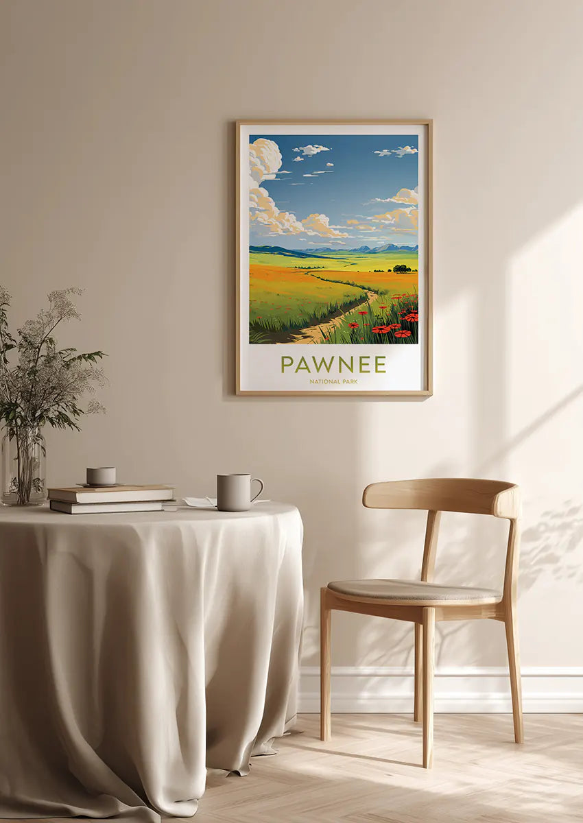Colorado grassland art print with path through blooming fields