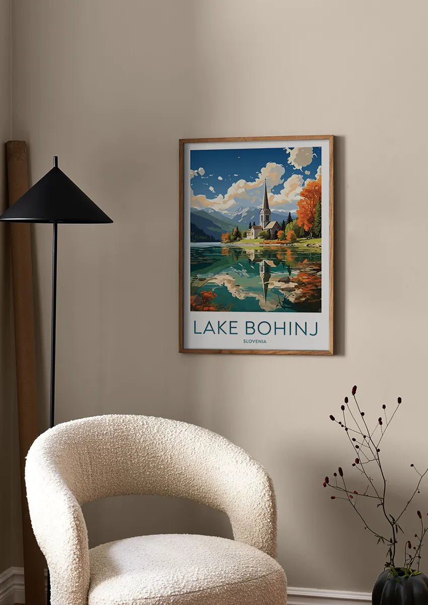 slovenia nature wall art print featuring lake reflection and mountains