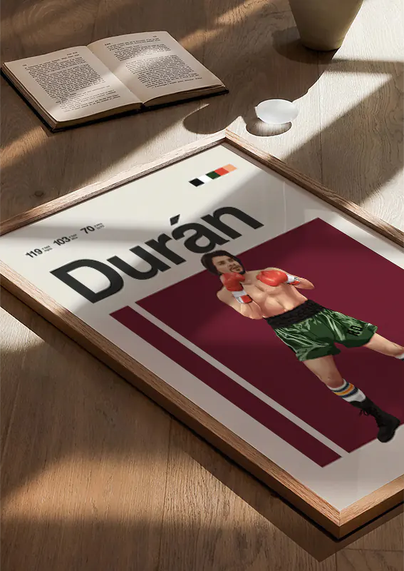 Vintage boxing poster of Roberto Duran for fans and collectors