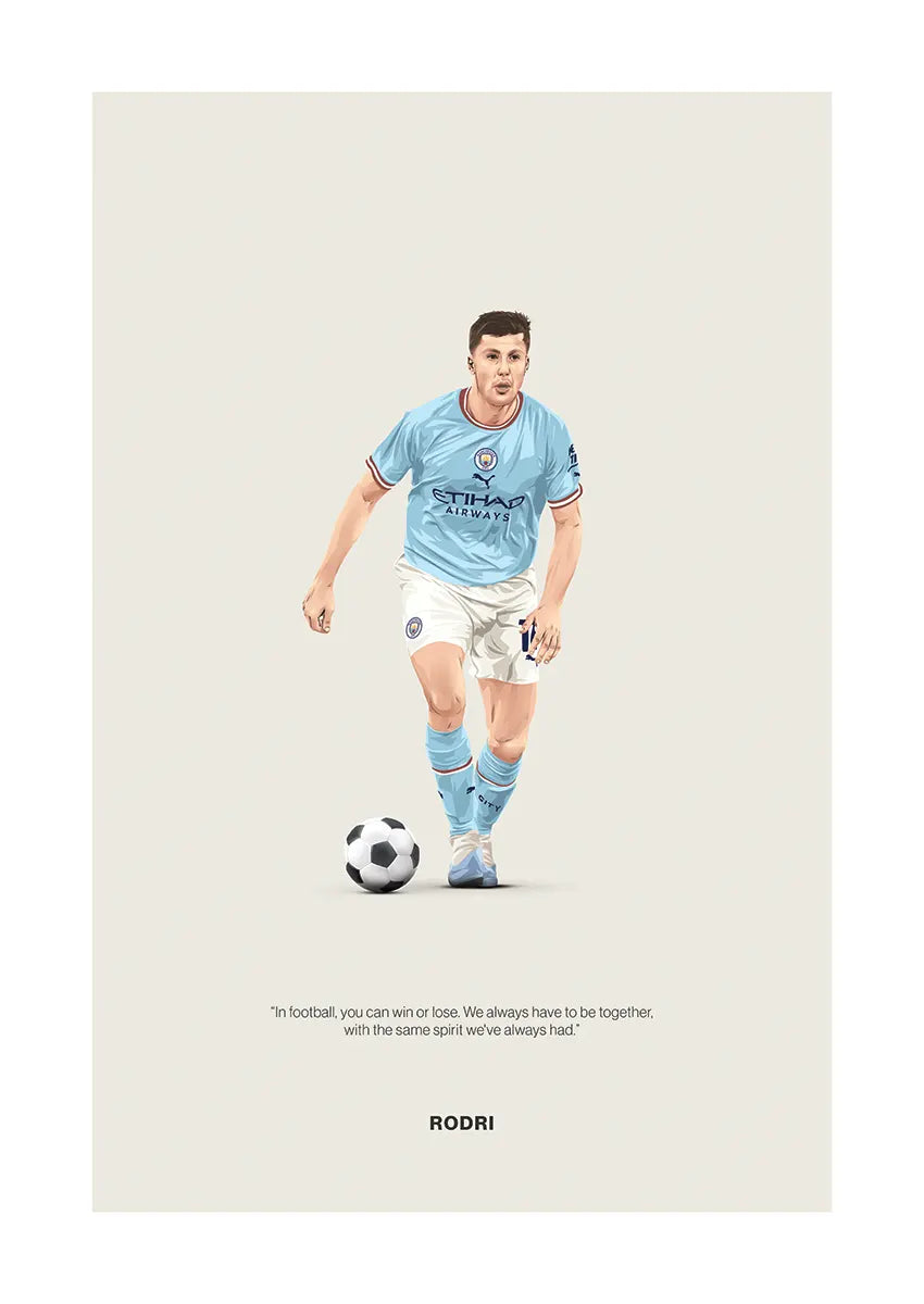 Rodri Manchester City football poster with inspirational quote