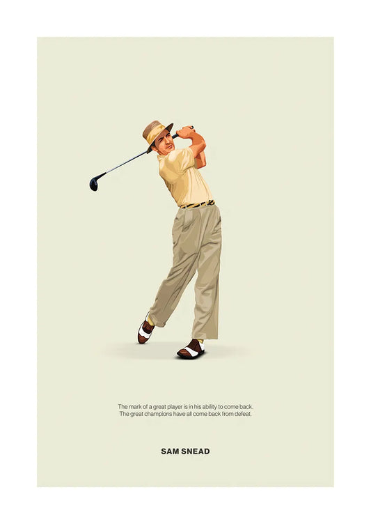 Sam Snead vintage golf poster with comeback quote