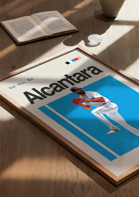 Modern illustrated MLB pitcher print for fans and collectors